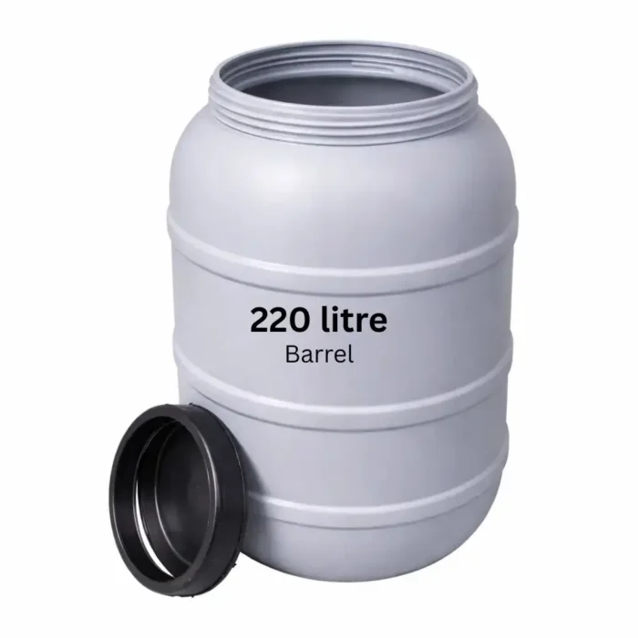 Plastic Grade A used Drum Barrel Grey 220 Litre with open top - B ...