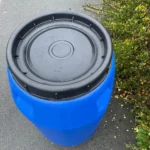 290L Used Blue Plastic Drum Barrel with Lid - Image 3