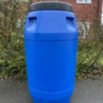 290L Used Blue Plastic Drum Barrel with Lid - Image 5